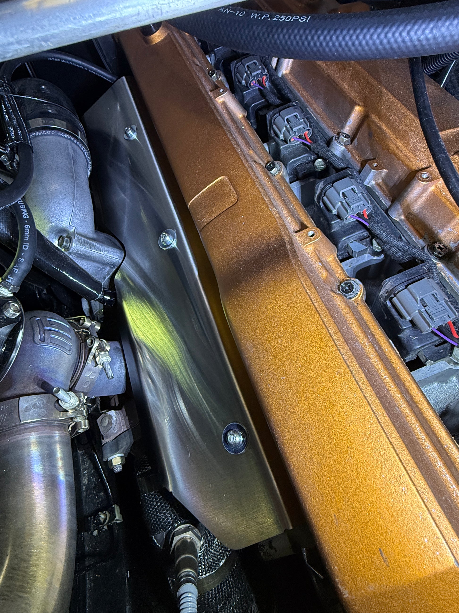 Nissan Skyline R34 GTT Engine Bay With Aerocutt Exhaust Heatshield 