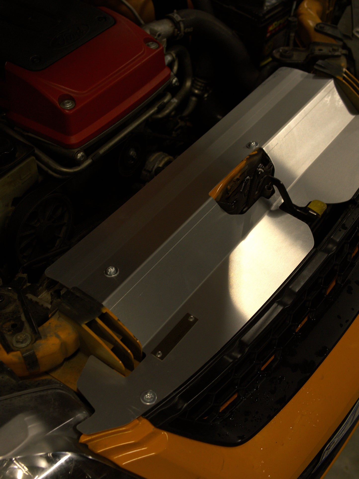FG Ford falcon engine bay cooling panel on an octane orange xr6 turbo