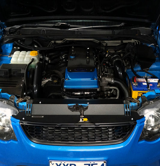 FG Ford falcon engine bay with black powder coated dress up part