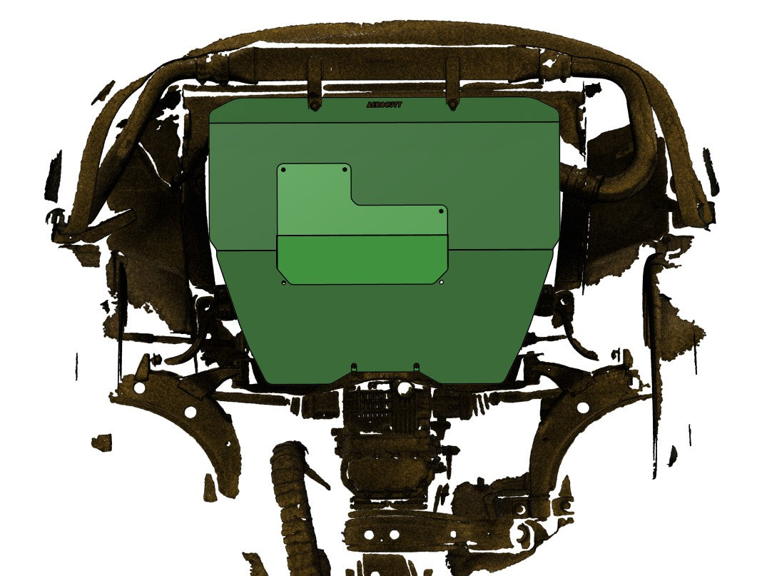 an aerocutt product on the undercarriage service plate of a subaru gc8 wrx 