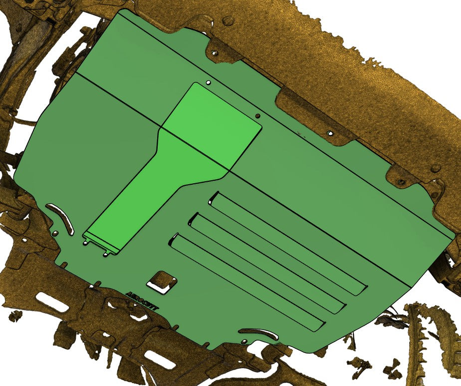 Honda GE Jazz underbody panel, jazz ge skid plate, fitted render of honda jazz ge underbody protection panel, under car plate honda jazz ge