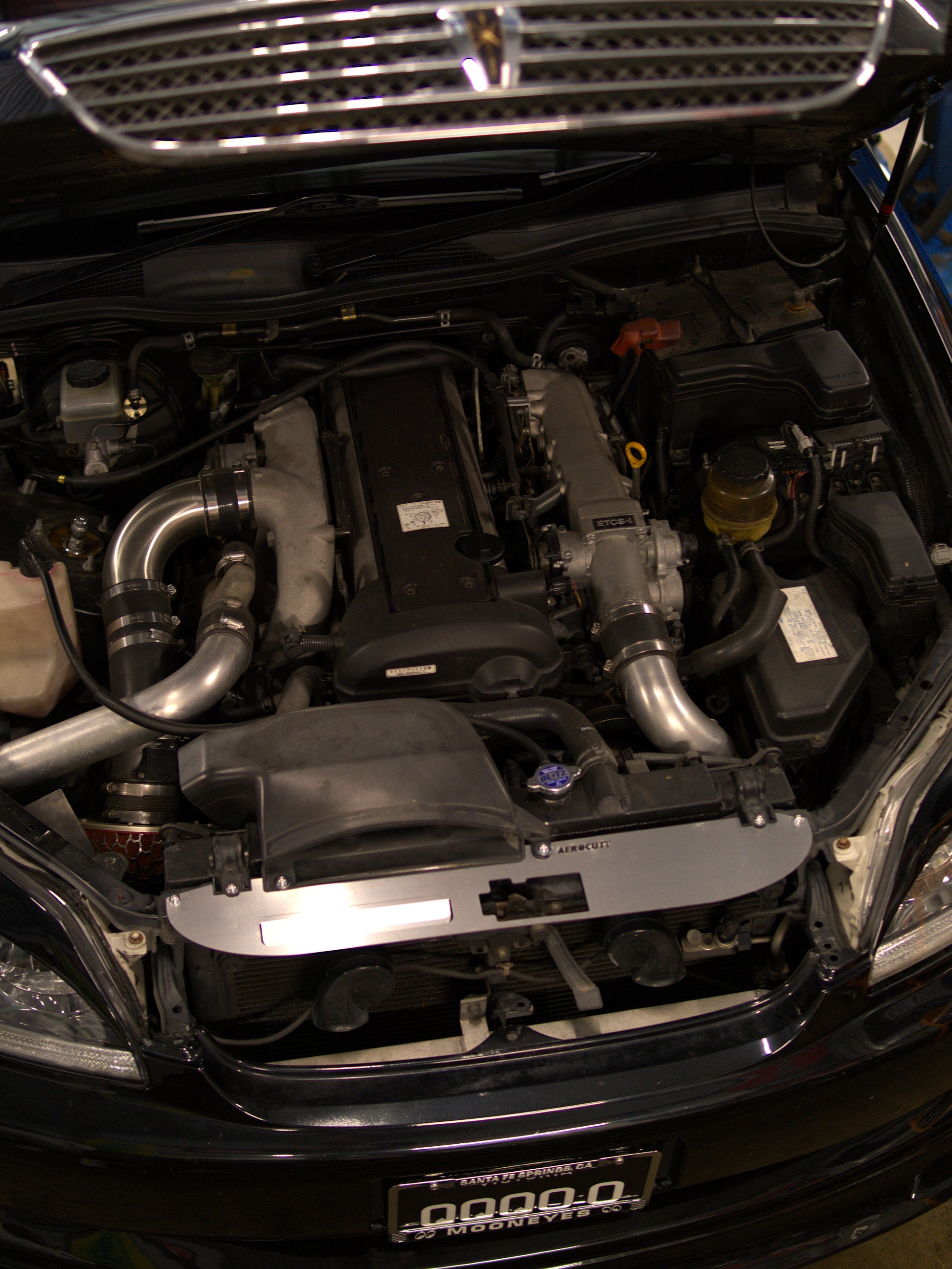 toyota engine bay with air diversion panel