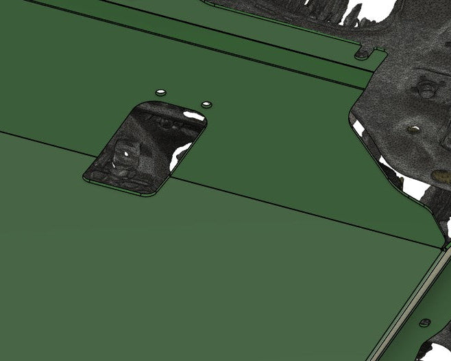 Render Of Vokswagen Golf MK7.5 Under With Aerocutt Aluminium Undertray Fitted With Service Plate