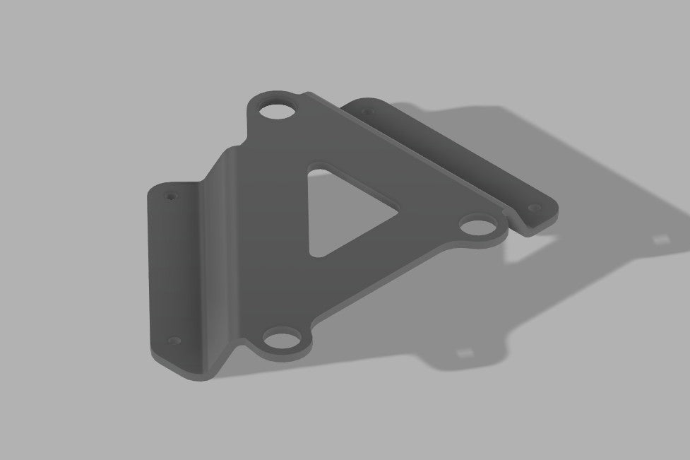 Metal ecu bracket on a gray background