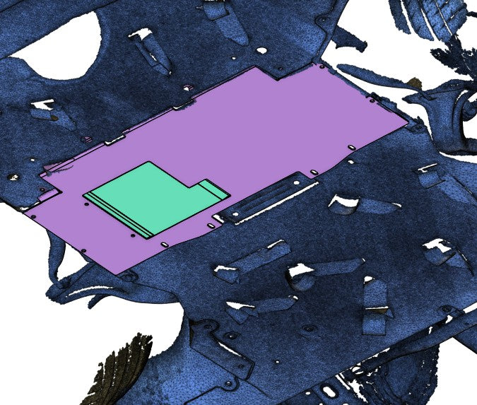 Nissan R35 GTR Underbody Tray Replacement - Protection Bash/Skid Plate AEROCUTT 3D RENDER 