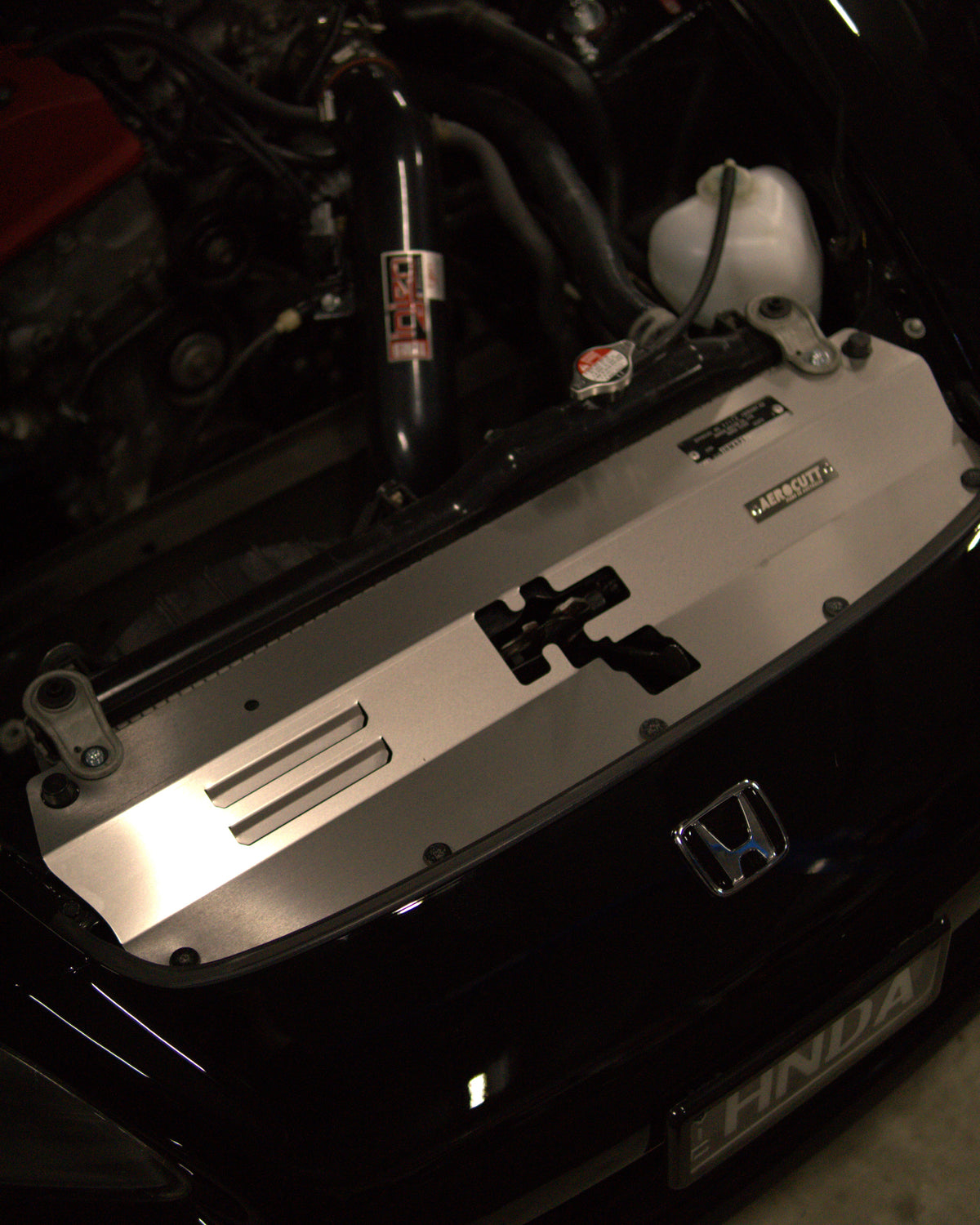 Honda S2000 S2K AP1 AP2 Engine Bay With Aerocutt Radiator Air Diversion Plate Fitted In Raw Aluminium