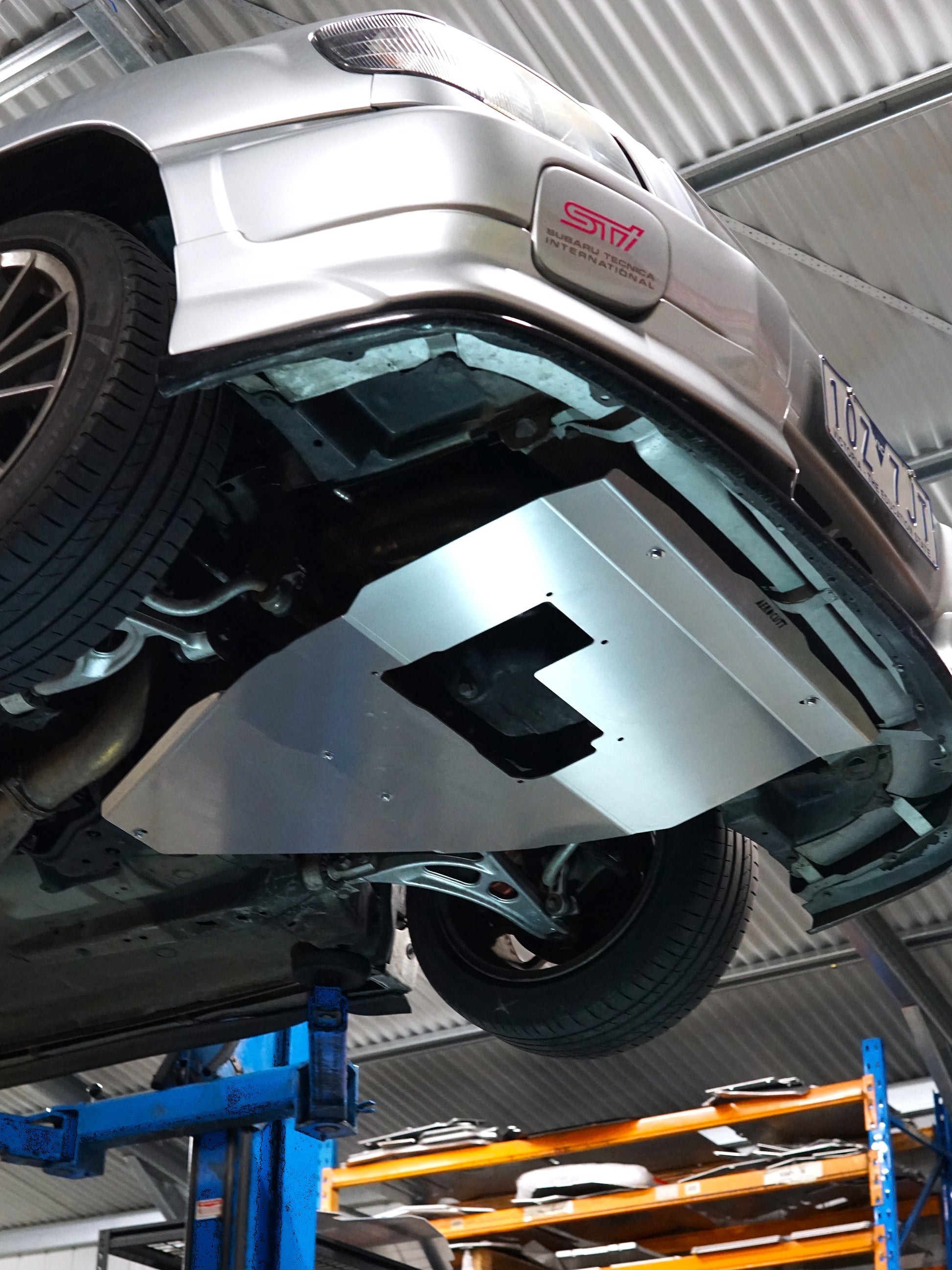 sf forester gt on hoist with undertray replacement 
