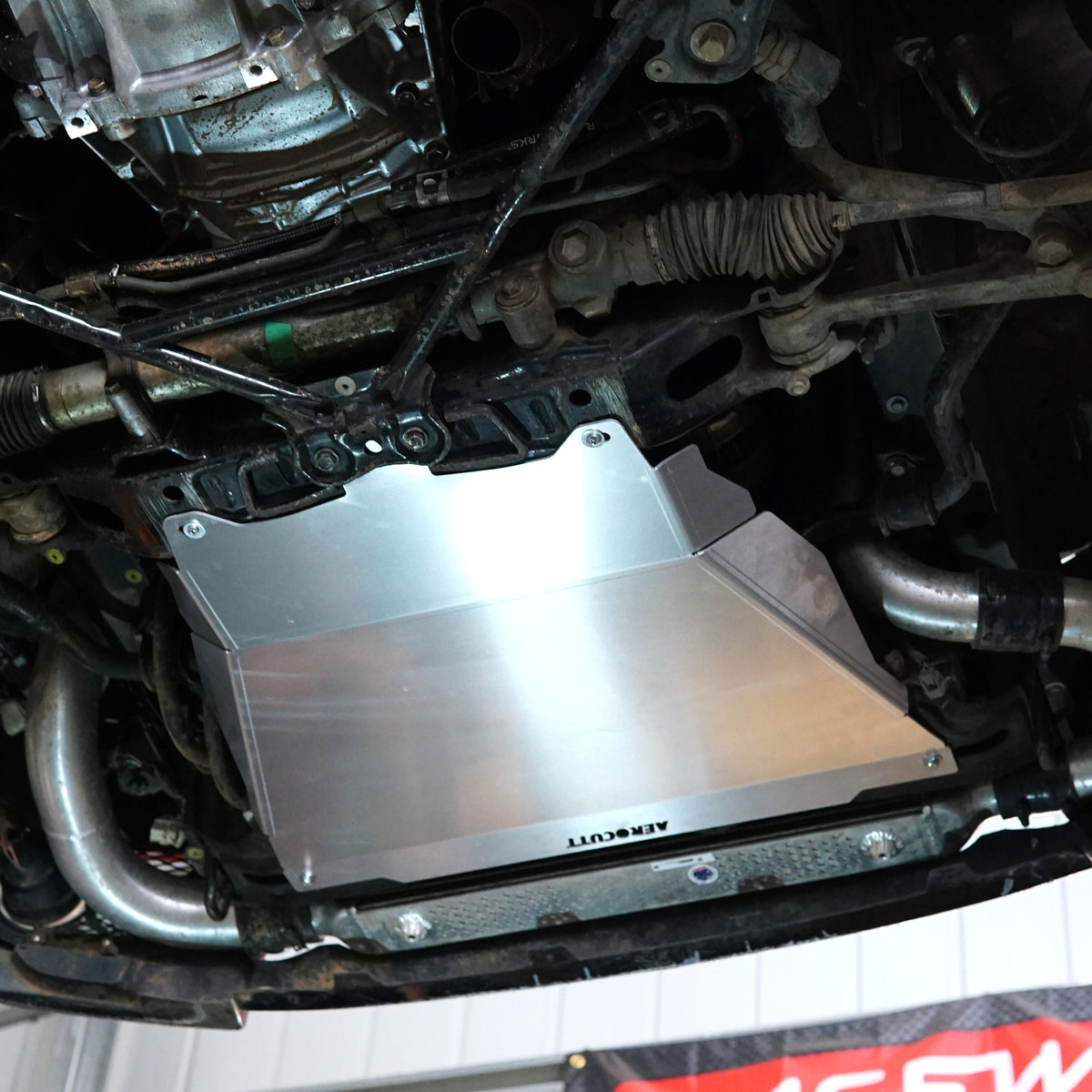 Toyota Altezza Underside with an aluminium Aerocutt skid plate installed for protection